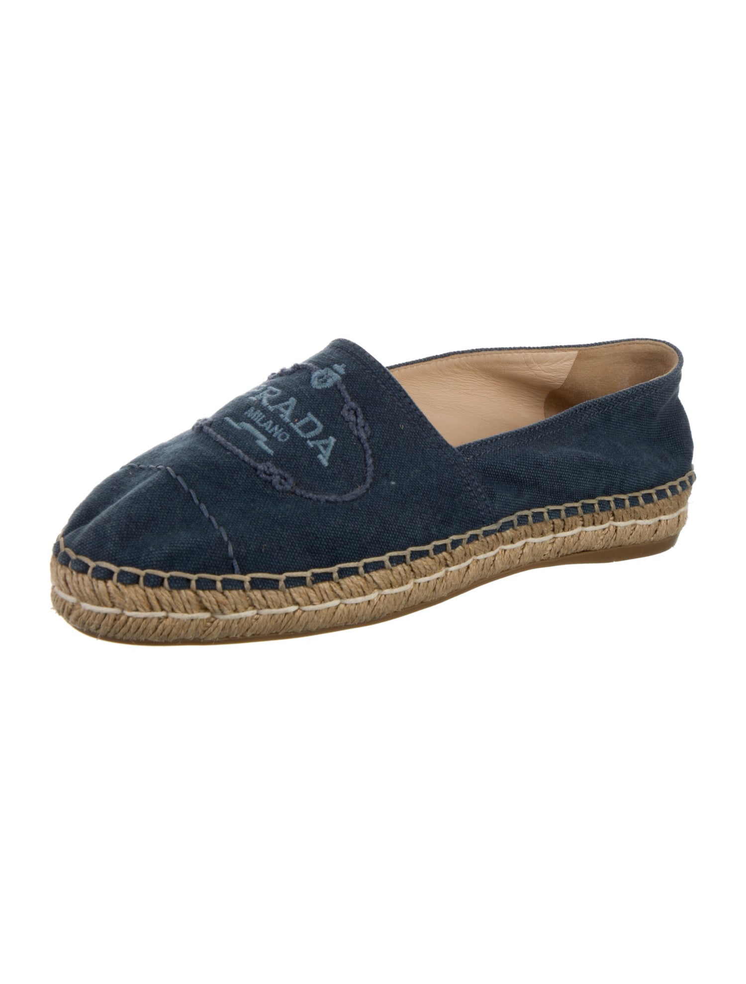Prada Denim Embroidered Accent Espadrilles